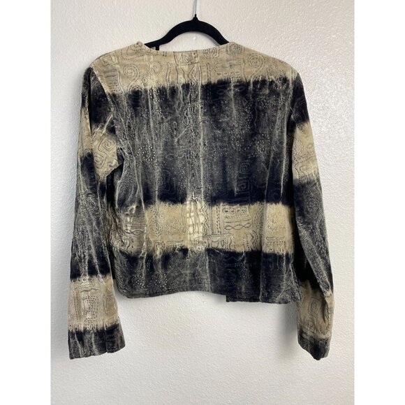 Chico's 0 Embroidered Velvet Brown Black Blazer Jacket Size Small Career Office - Picture 2 of 11